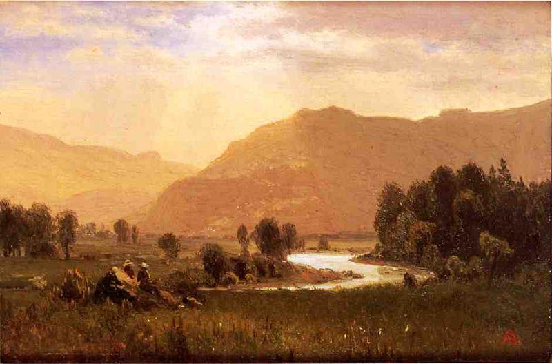 Albert Bierstadt Figures_in_a_Hudson_River_Landscape Norge oil painting art